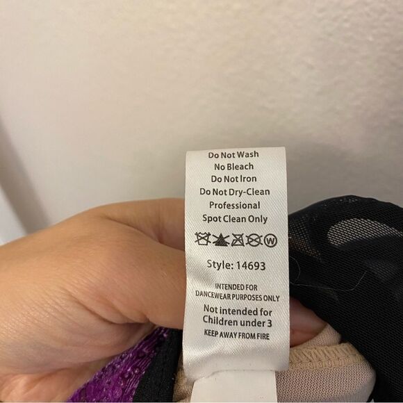WEISSMAN Dance Costume unitard black purple Cold Hearted Snake 14693 IC - Picture 11 of 13